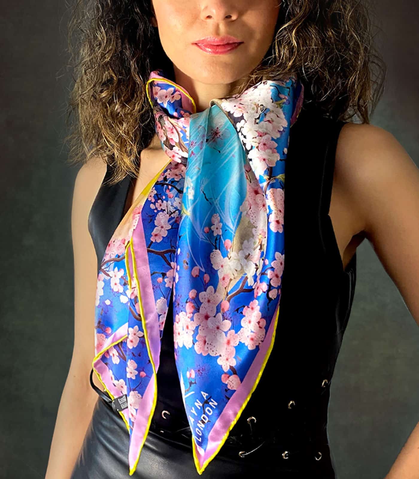 Kanku square silk scarf SAYNALONDON British Accessories brand