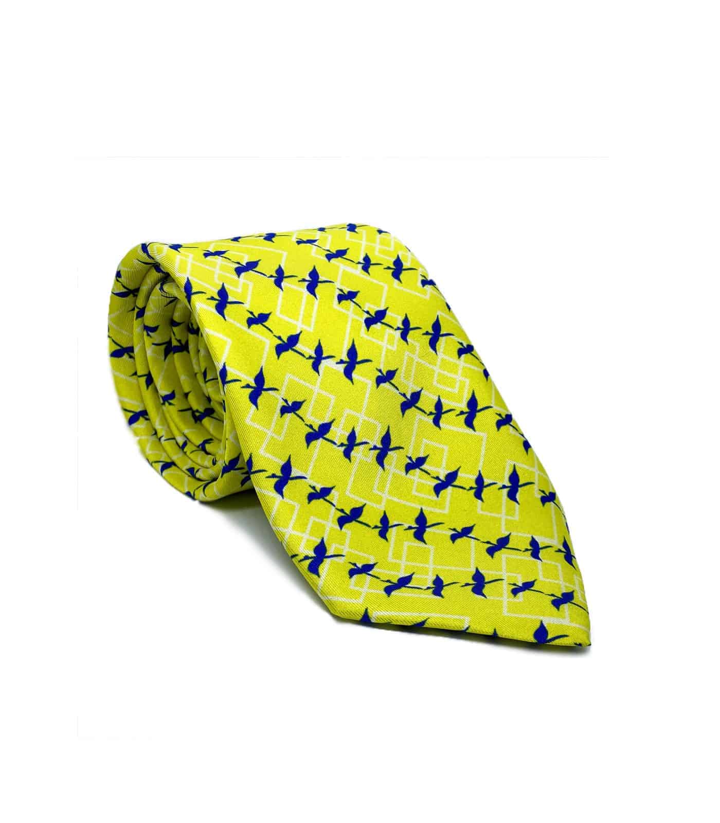 yellow silk necktie for men